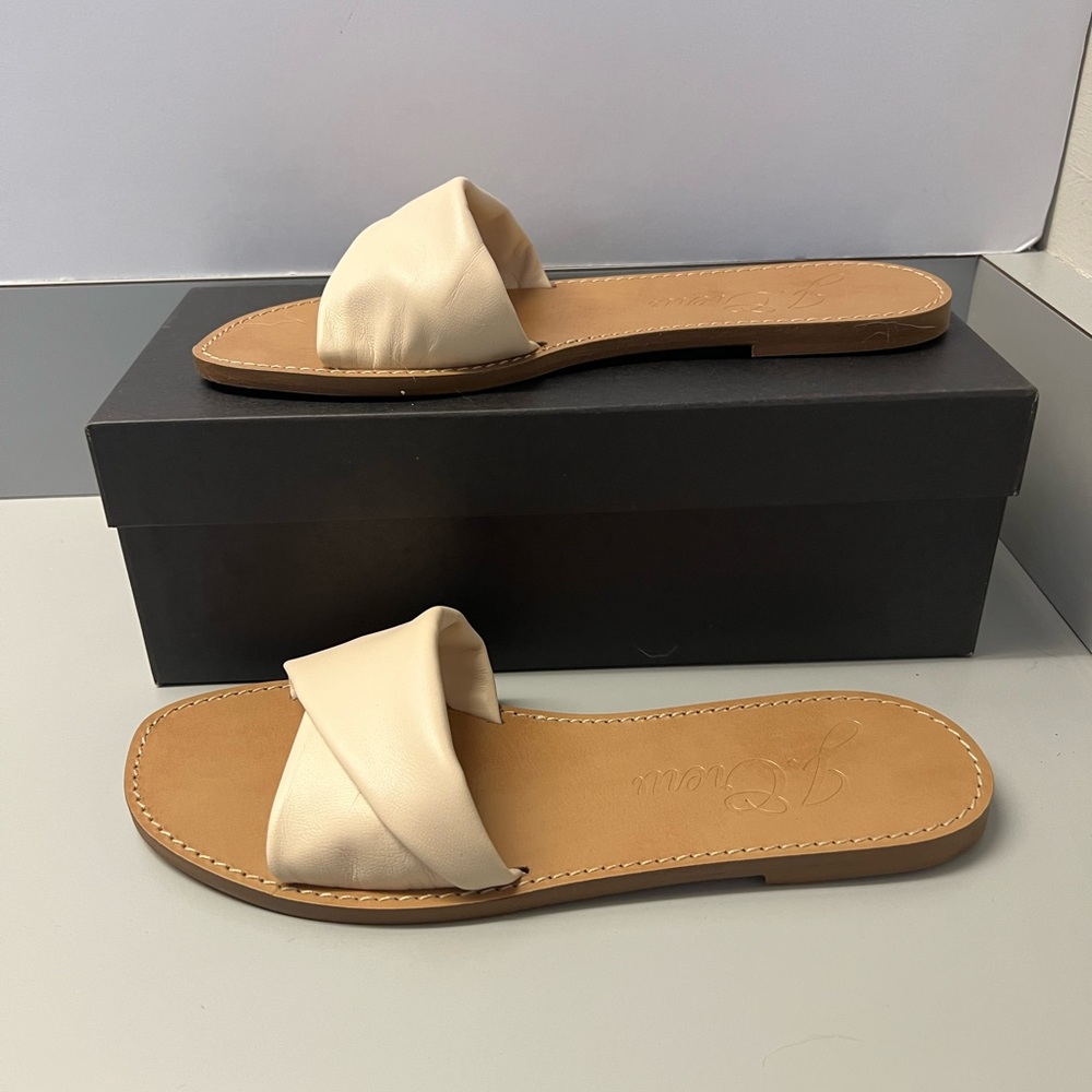 NIB Jcrew Soft Twisted Leather Slide Flat Sandal 8.5